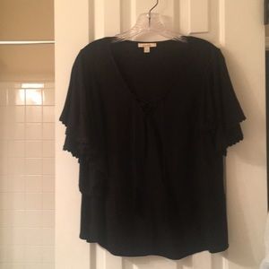Ella Moss black flutter top
